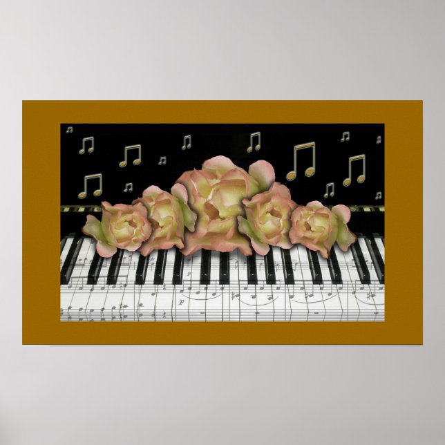 Golden Piano Tangentbord Notes och Ro Poster (Framsidan)