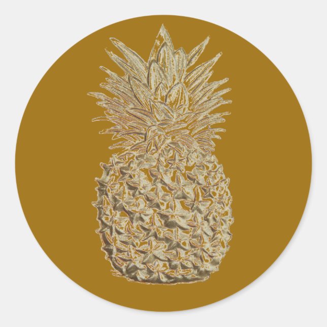 Golden Pineapple Runt Klistermärke (Framsida)