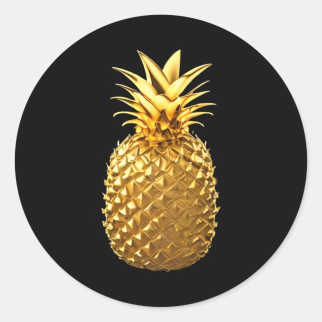 Golden Pineapple Runt Klistermärke (Framsida)