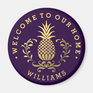Golden Pineapple Välkomsthälsning för Elegant Magnet