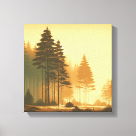 Golden Pines Serenity – Vintage Forest Canvas Art
