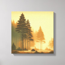 Golden Pines Serenity – Vintage Skogskanvas Konst