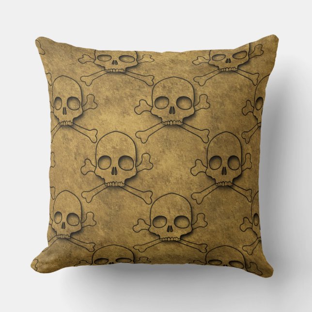 Golden Pirater Skull Mönster Kudde (Framsida)