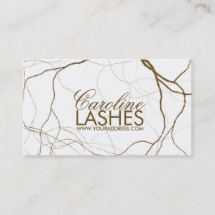 Golden Plant Roots Eyelash Makeup White Card Visitkort