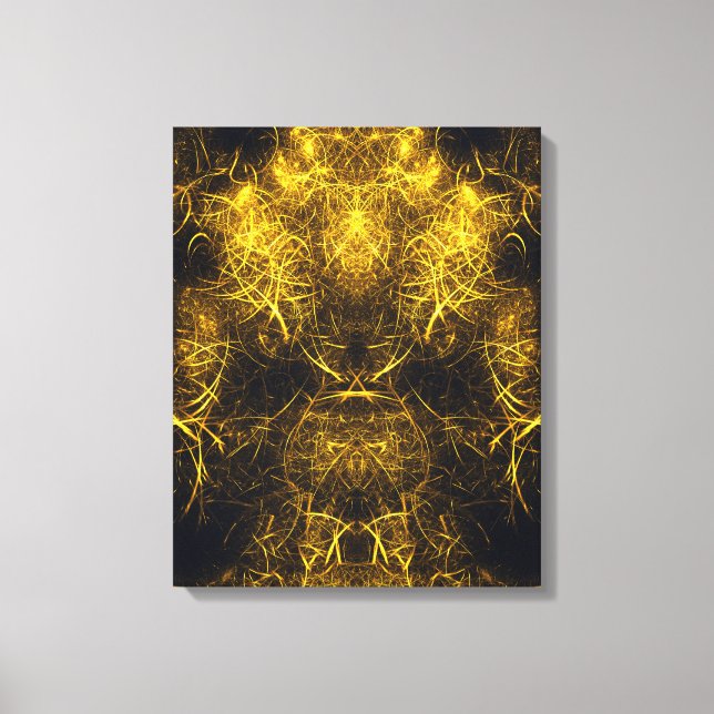 Golden Plasma Energy Fractal Art Canvastryck (Framsida)