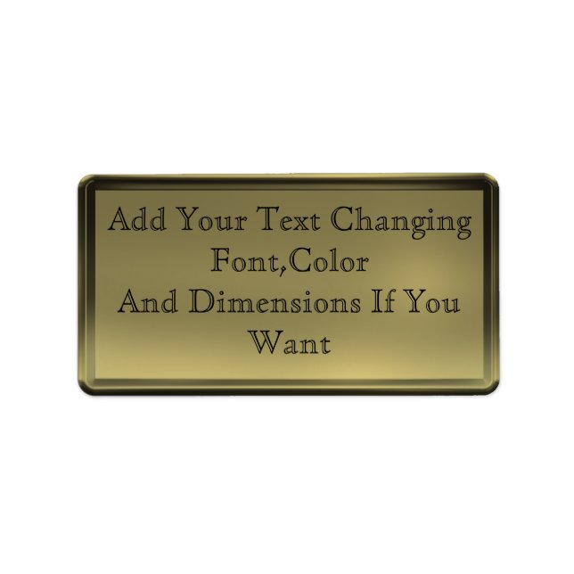 Golden Plate-etikett Adressetikett (Framsidan)