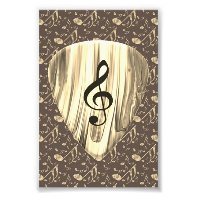 Golden Plectron - Snyggt design för musik i älskar Fototryck (Framsidan)