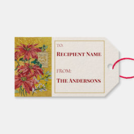Golden Poinsettia | Fine Art Christmas Collectible Presentetikett