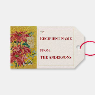 Golden Poinsettia | Fine Art Christmas Collectible Presentetikett
