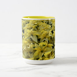 Golden Poinsettias för jul Två-Tonad Mugg