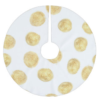 Golden Polka Dot Hand plockade Julgransmatta Borstad Polyester
