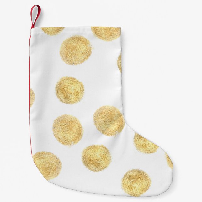 Golden Polka Dot Hand plockade Liten Julstrumpa (Framsidan)