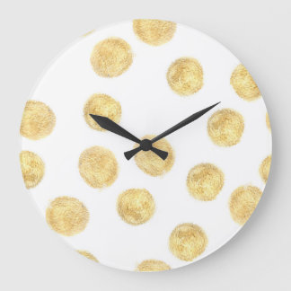 Golden Polka Dot Hand plockade Stor Klocka