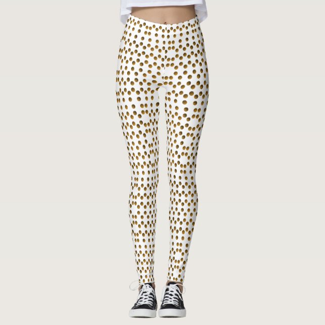 Golden Polka dots Mönster Anpassningsbar Leggings (Framsida)