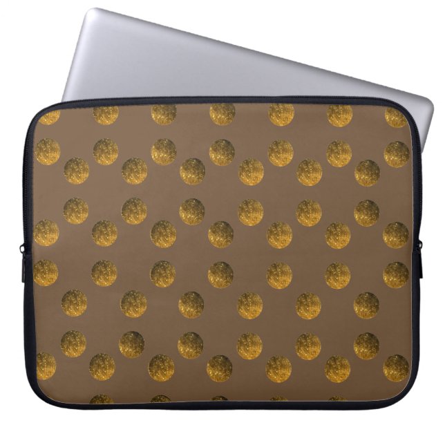 Golden Polka dots Neoprene Laptop sleeve 15 tum (Framsidan)