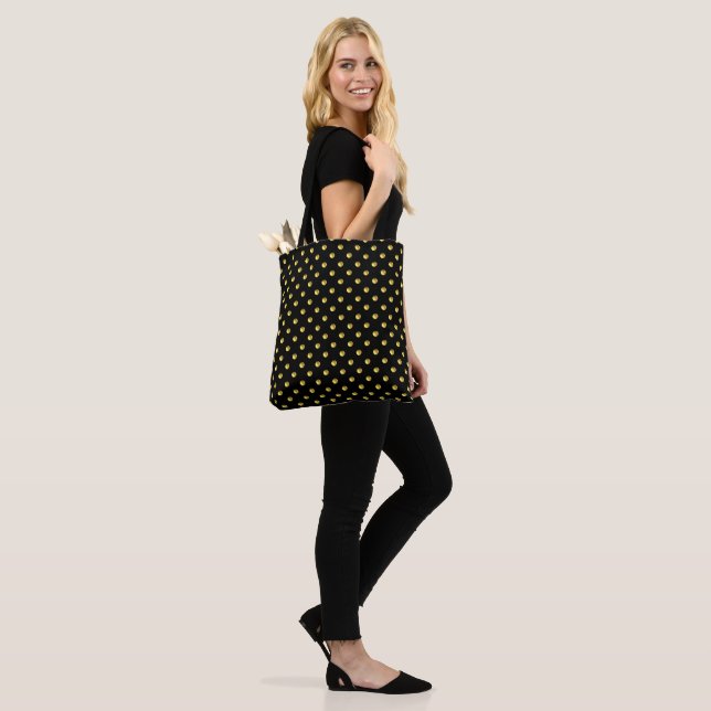 Golden Polka dots på Black Tygkasse (På modell)