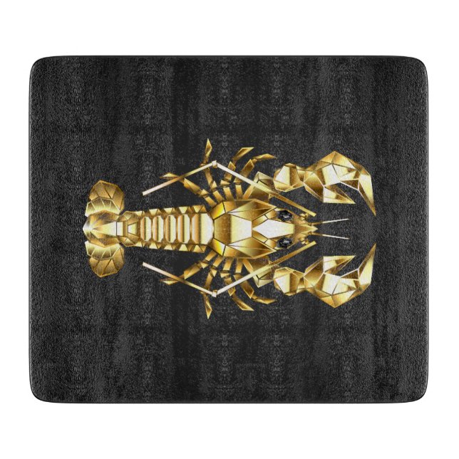 Golden polygonlobster kräftor på svart (Framsidan)