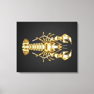 Golden polygonlobster kräftor på svart canvastryck