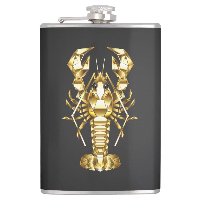 Golden polygonlobster kräftor på svart fickplunta (Framsidan)