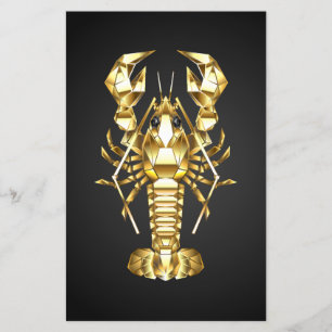 Golden polygonlobster kräftor på svart flygblad