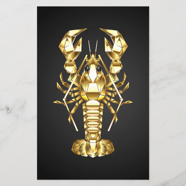 Golden polygonlobster kräftor på svart flygblad (Framsidan)