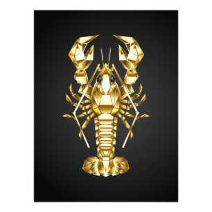 Golden polygonlobster kräftor på svart fototryck