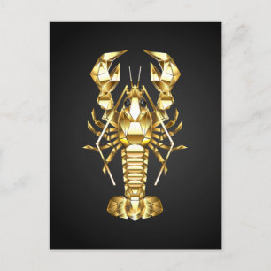 Golden polygonlobster kräftor på svart helg vykort