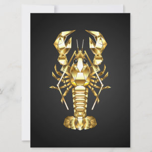 Golden polygonlobster kräftor på svart inbjudningar