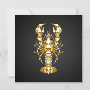 Golden polygonlobster kräftor på svart julkort