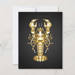 Golden polygonlobster kräftor på svart julkort