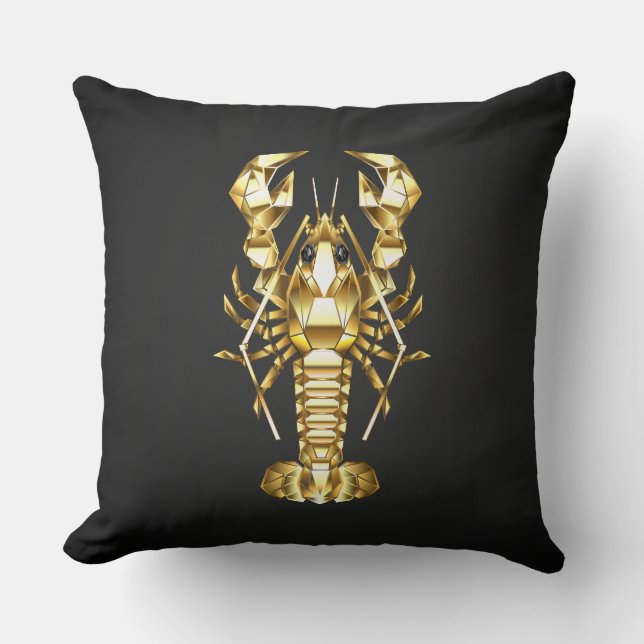 Golden polygonlobster kräftor på svart kudde (Framsida)