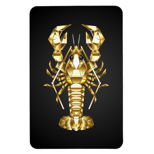 Golden polygonlobster kräftor på svart magnet (Vertikal)