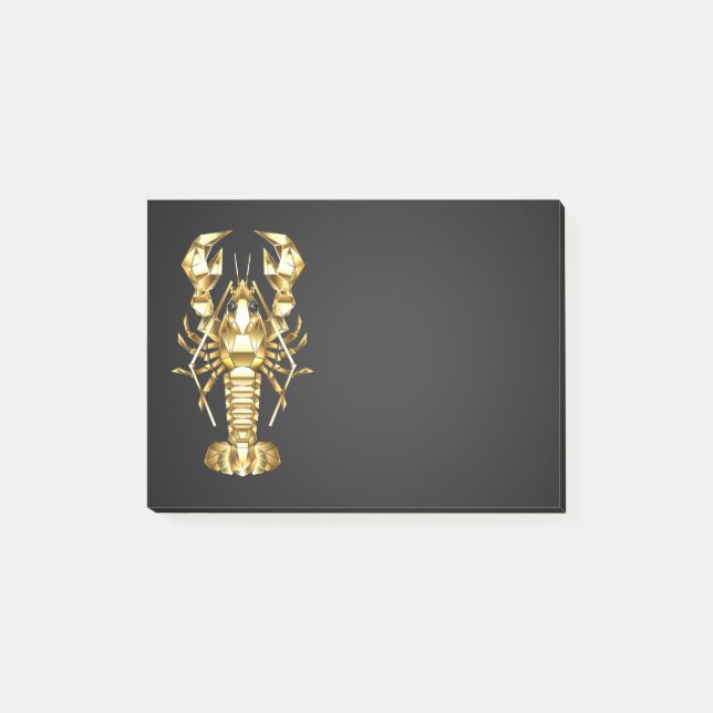 Golden polygonlobster kräftor på svart post-it block (Framsida)