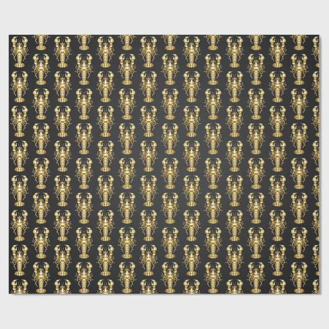 Golden polygonlobster kräftor på svart presentpapper (Platt)