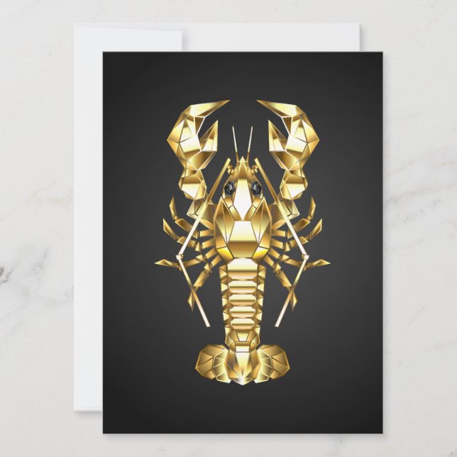 Golden polygonlobster kräftor på svart spara datumet (Framsida)