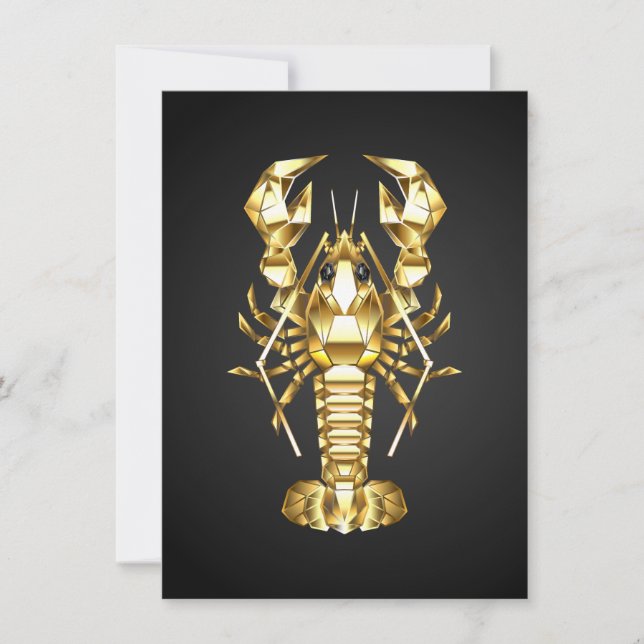 Golden polygonlobster kräftor på svart spara datumet (Framsida)