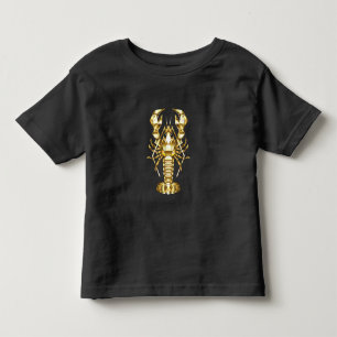 Golden polygonlobster kräftor på svart t shirt