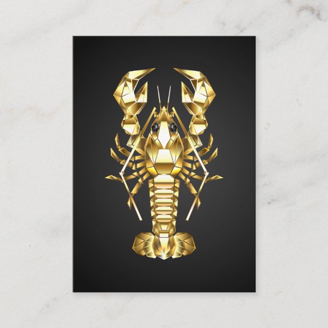 Golden polygonlobster kräftor på svart visitkort (Framsida)