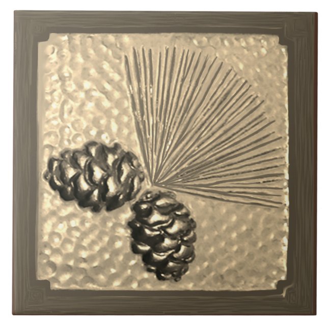 Golden Ponderosa Pinecone Tile Kakelplatta (Framsidan)