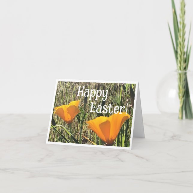 Golden Poppies Easter Card 1 Tack Kort (Framsida)