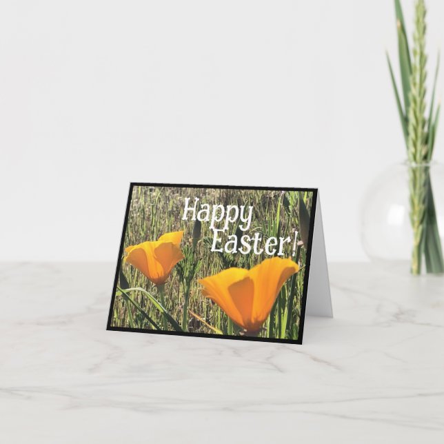 Golden Poppies Easter Card 2 Tack Kort (Framsida)