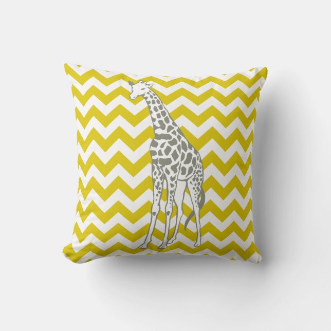 Golden Poppy Safari Chevron med pop Art Giraffe Kudde (Framsida)