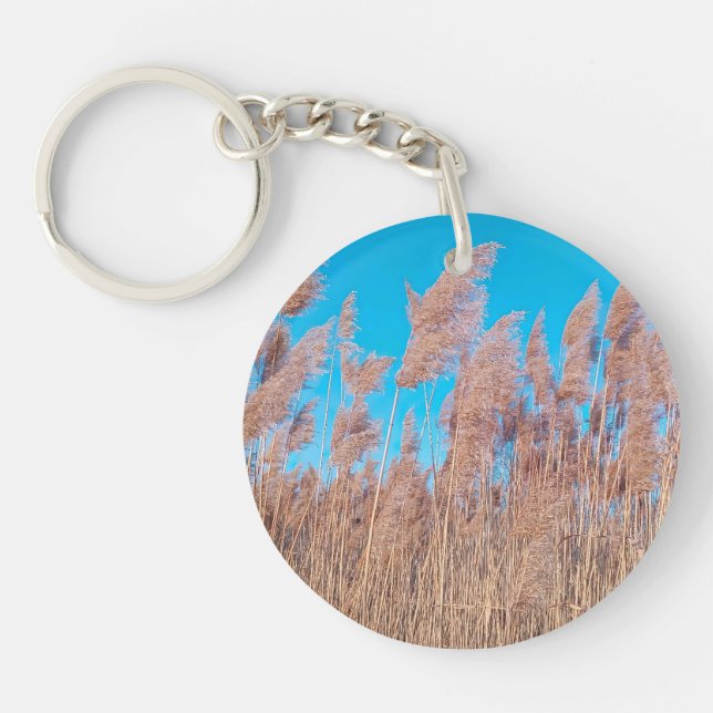 Golden Prairie Grasses Nature Photo Keychain  (Framsidan)