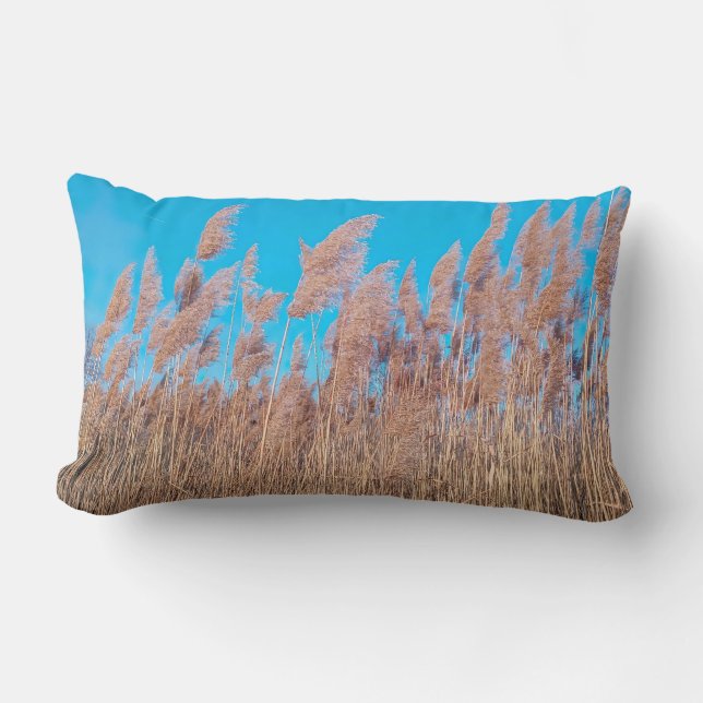 Golden Prairie Grasses Nature Photo Lumbar Pillow Lumbarkudde (Framsida)