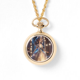Golden princess locket för flickor armbandsur