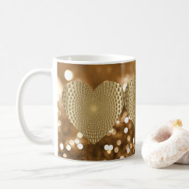 Golden Prismatic Heart Bokeh Faux Glitter Kaffemugg