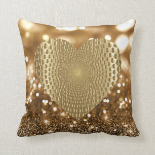 Golden Prismatic Heart Bokeh Faux Glitter Kudde