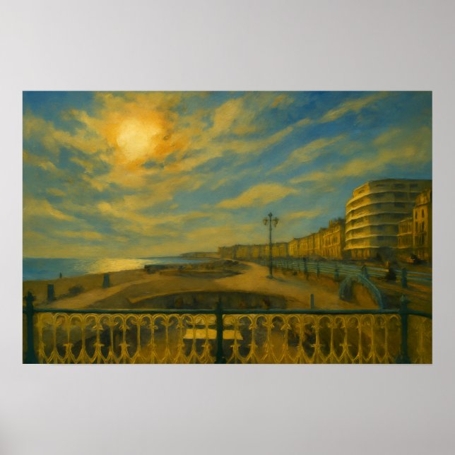 Golden Promenu - Brighton Seafront Sunset Poster (Framsidan)