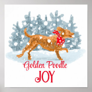 Golden Pudel Helgdag Poster Lycklig hund åtnjuta s