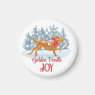 Golden pudel julmagnet magnet